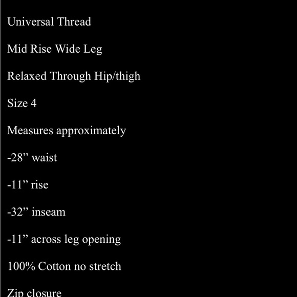 NWT Universal Thread Mid Rise Wide Leg Jeans 4 - 28 x 32 - Picture 6 of 6